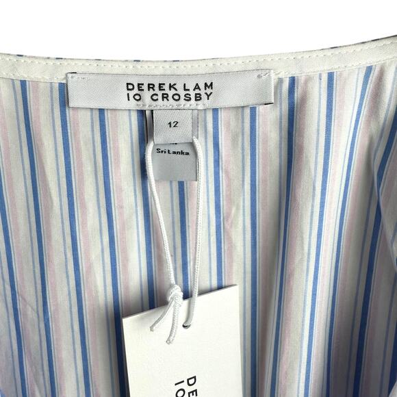 New DEREK LAM 10 CROSBY Tia Sleeveless Stripes Cotton Dress - Picture 9 of 9